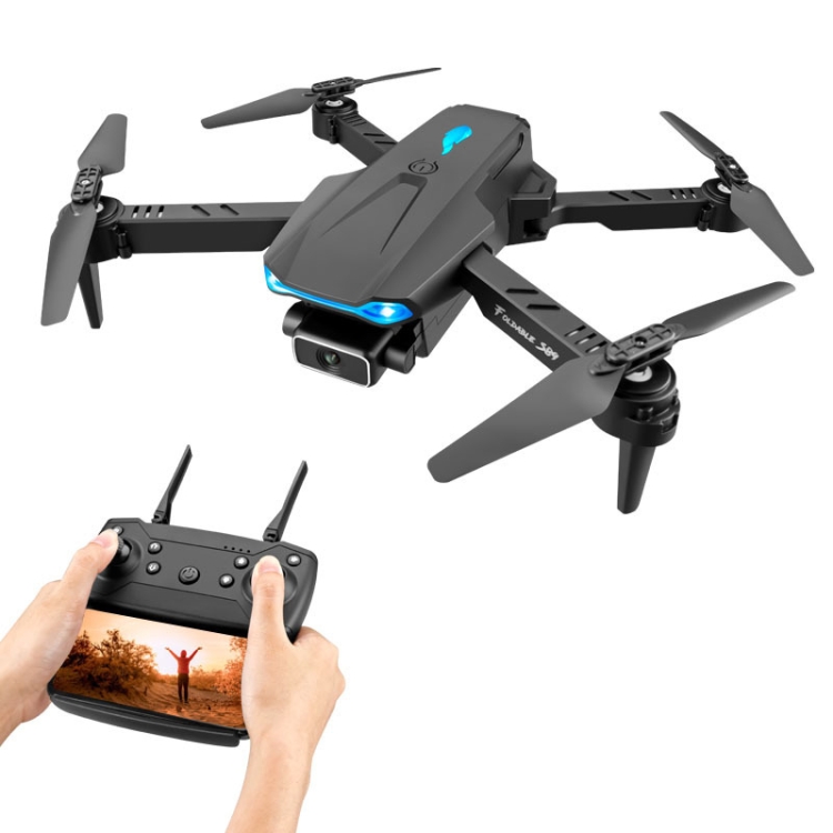 

S89 4K HD Aerial Folding UAV Air Pressure Fixed Altitude Remote Control Quadcopter, Model: 4K 2 Camera 1 Battery (Black)