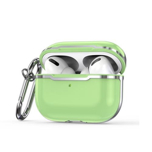 

CSDD886 Electroplated Two-Color TPU + PC Protective Cover Case For AirPods Pro(Matcha Green + Silver)
