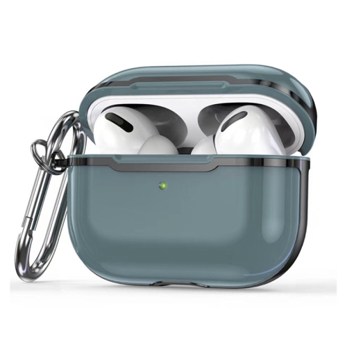 

CSDD886 Electroplated Two-Color TPU + PC Protective Cover Case For AirPods Pro(Milk Gray + Black)