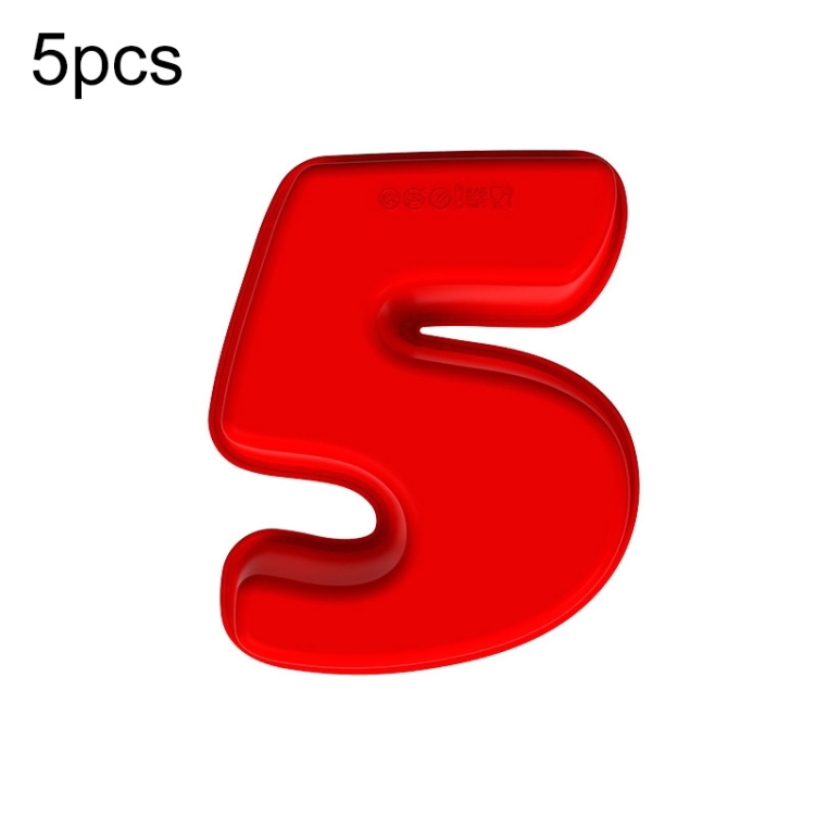 

5 PCS Food Grade Silicone Cake Mould Digital Chocolate Biscuit Baking Mould, Specification: Number 5
