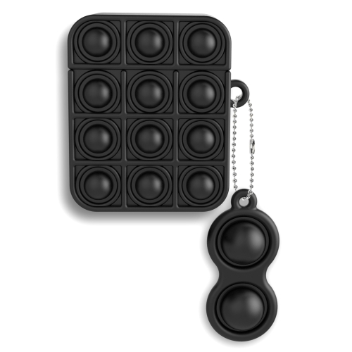 

3 PCS Fidget Toys Stress Relief Push Bubble Silicone Wireless Earphones Case With Keychain For Airpods 1/2(Black)