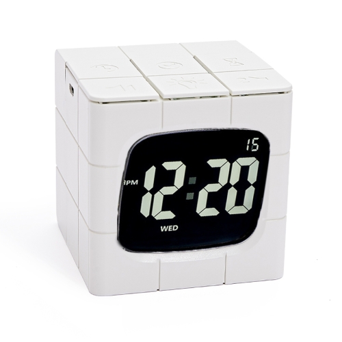 

Rubik Cube Electronic Snooze Alarm Clock Mini Wake-Up Night Light, Colour: White+Black Screen