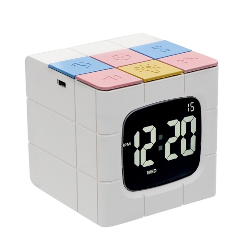 

Rubik Cube Electronic Snooze Alarm Clock Mini Wake-Up Night Light, Colour: White+Black Screen+Color Button