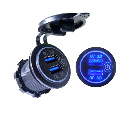 

Dual USB With Touch Switch QC3.0 Fast Charge Mobile Phone Charger(Blue Light)