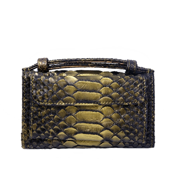 

Ladies Snake Texture Print Clutch Bag Long Crossbody Bag With Chain(4# Dark Gold)