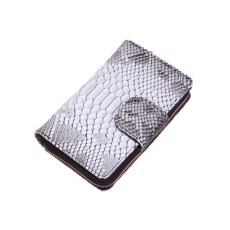 

Ladies Python Texture Leather Clutch Embossed Zipper Wallet(Creamy White)