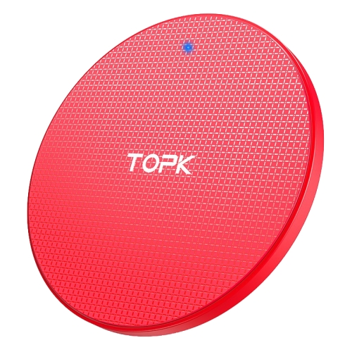 

TOPK B01W 10W / 7.5W / 5W Grid Mobile Phone Wireless Charger, Colour: Red + 0.5m Cable