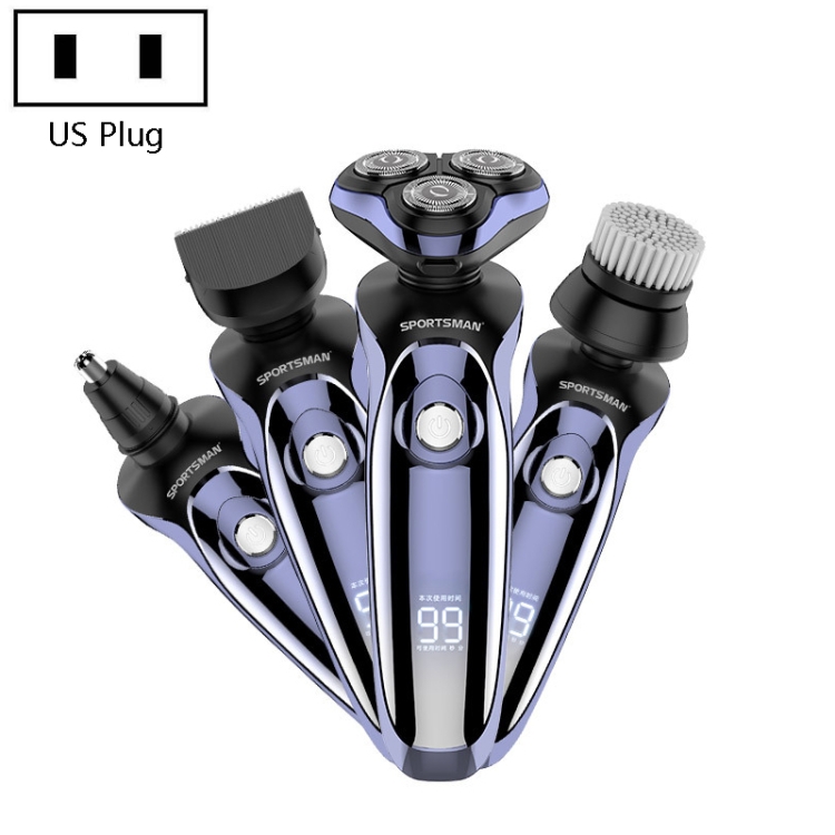 

Sportsman SM-530 Electric Men Shaving Knife Multi-Function Base Charging Digital Water Washing Razor, Specification: US Plug(Purple)