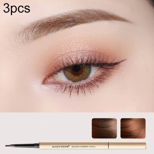 

3 PCS MAYCHEER 3117 Small Gold Bars Double Eyebrow Pencil Thin Head Waterproof Non-bleeding Eyebrow Pencil(1 Deep Coffee Color)