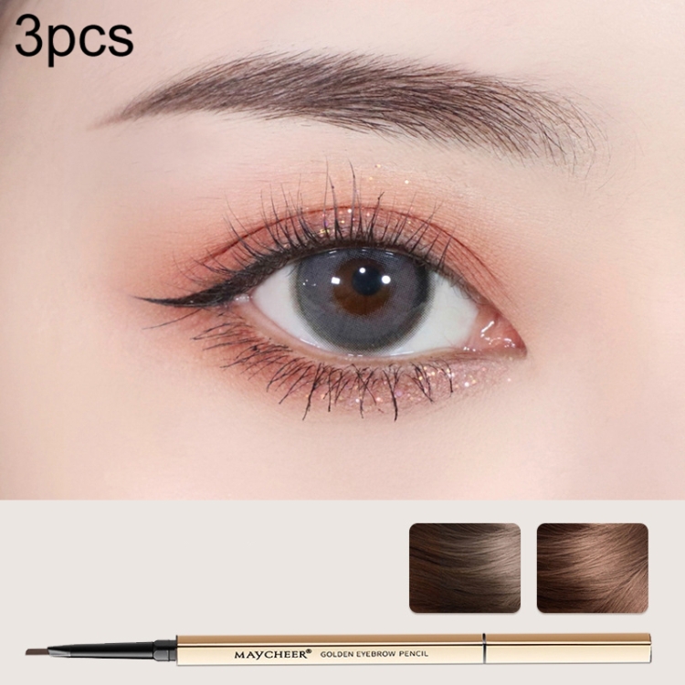 

3 PCS MAYCHEER 3117 Small Gold Bars Double Eyebrow Pencil Thin Head Waterproof Non-bleeding Eyebrow Pencil(5 Moss Green)