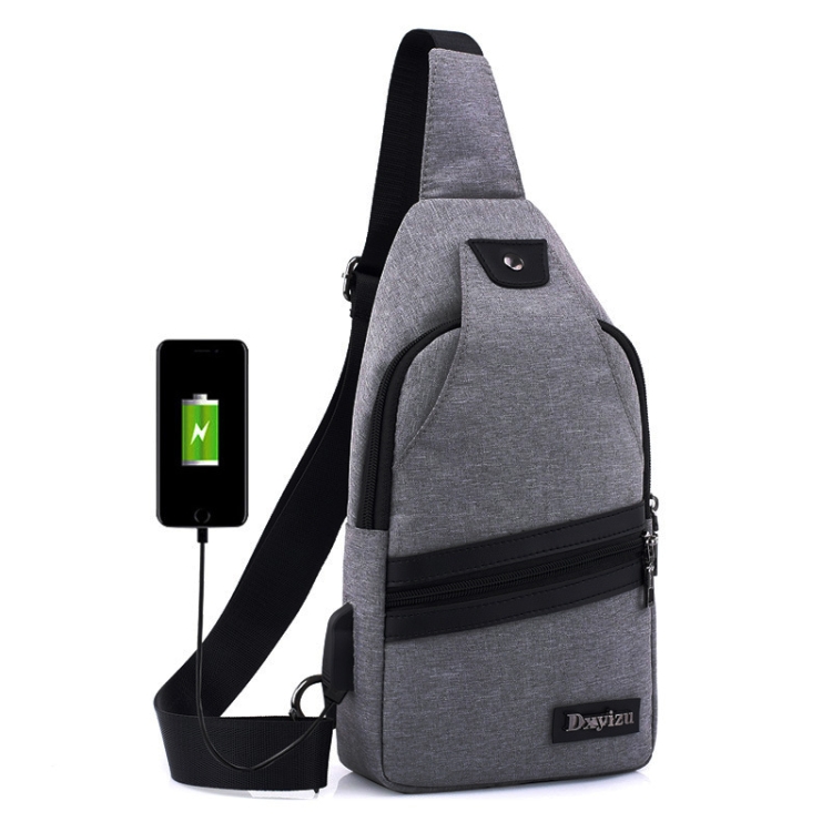 

Dxyizu Casual Chest Bag Crossbody Wearable Shoulder Bag with External USB Port(Gray)