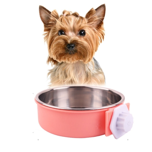 

2 PCS Pet Feeder Stainless Steel Dog Cat Bowl Hanging Fixed Dog Bowl Food Utensils, Specification: Large With Steel Bowl(Random Color)