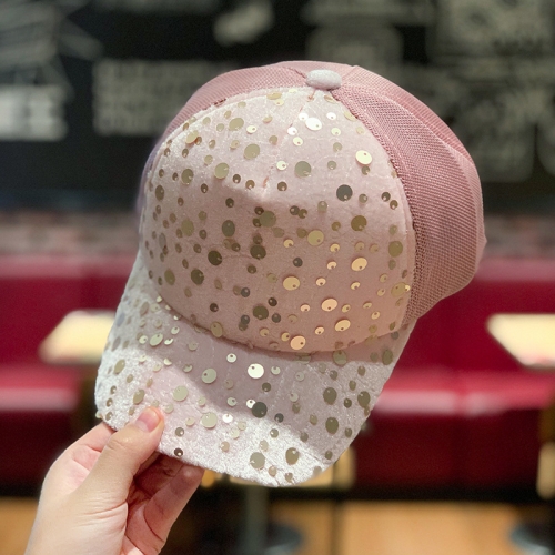 

Suede Sequined Mesh Cap Summer Outdoor Breathable Baseball Cap, Size: Free Size(Light Pink)