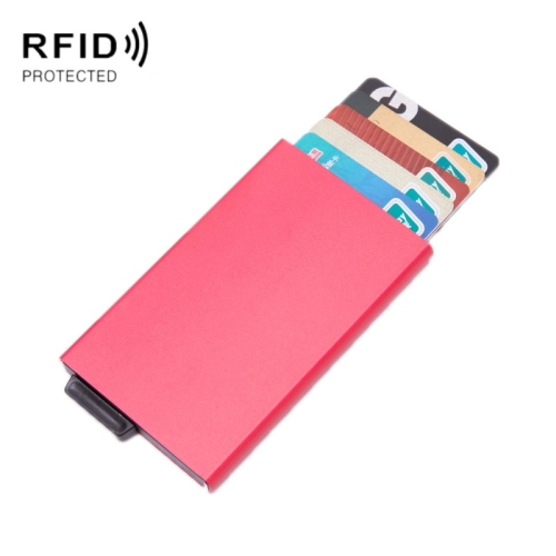 

2 PCS Aluminum Alloy Credit Card Wallet RFID Anti-Theft Multi-Function Automatic Eject Card Box(Red)