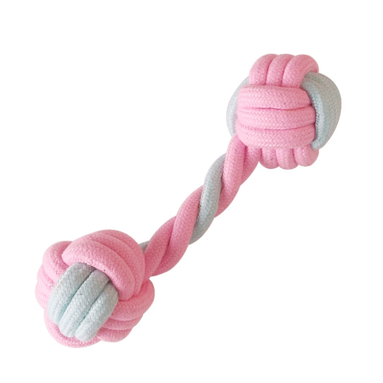 

5 PCS Dumbbell Ball Dog Molar Teeth Cleaning Toy Candy Color Woven Cotton Rope