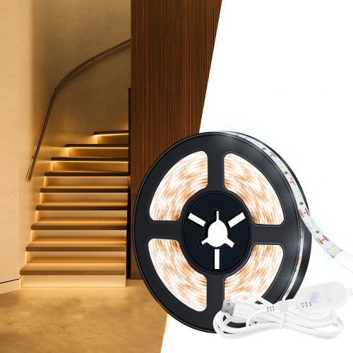

LED Light Strip USB Human Intelligent Induction Waterproof Light Strip 2835 Patch Cabinet Wardrobe Soft Light Strip 1m(3000K Warm White)