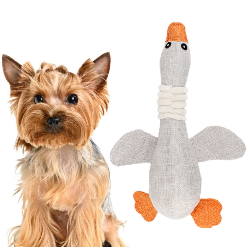 

2 PCS Long Animal Wild Goose Vocal Bite Resistant Dog Toy Plush Molar Dog Supplies, Specification: Gray