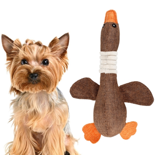 

2 PCS Long Animal Wild Goose Vocal Bite Resistant Dog Toy Plush Molar Dog Supplies, Specification: Brown