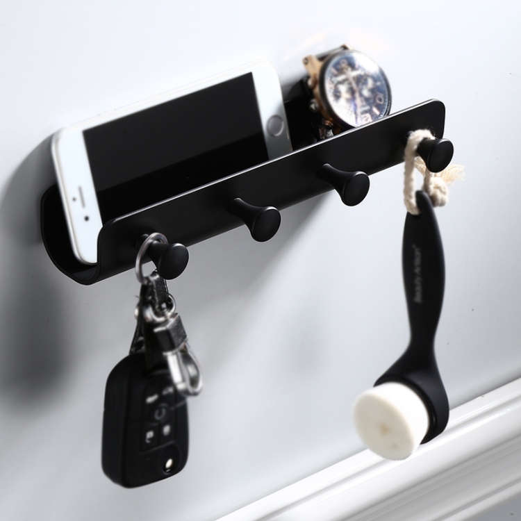

UM112 Home Storage Hook Wall Decoration Mobile Phone Shelf, Specification: Black 4 Hook