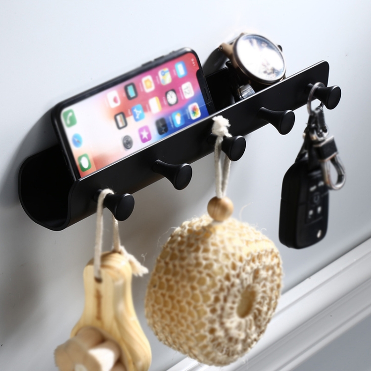 

UM112 Home Storage Hook Wall Decoration Mobile Phone Shelf, Specification: Black 5 Hook