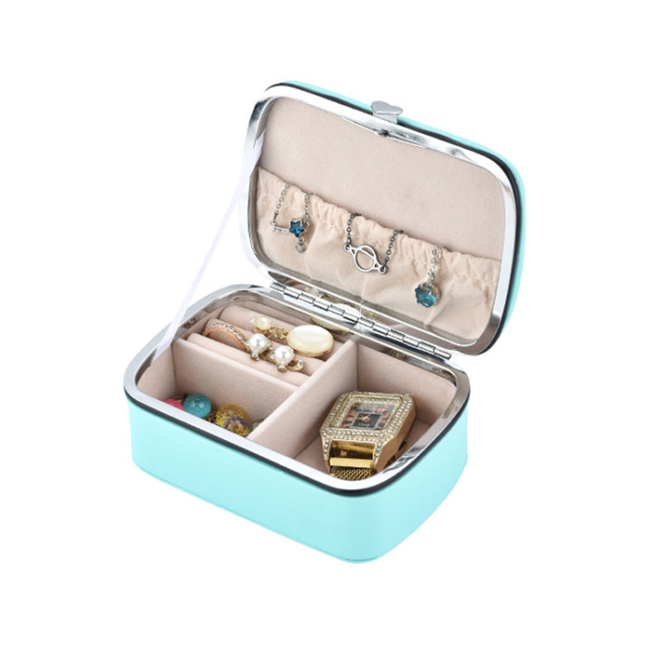 

HN-001 PU Portable Ring Earring Necklace Jewelry Storage Box(Blue)