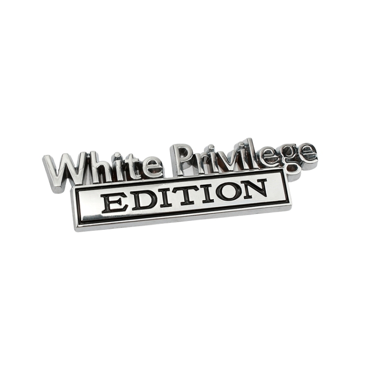 

2 PCS Car Metal Leaf Board Car Logo White Privilege Edition Modified Car Body Sticker Sign(Silver Black)