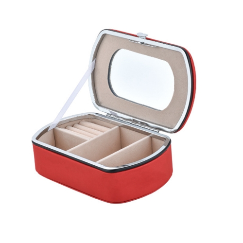 

HN-001 Travel Portable Ring Lipstick Jewelry Storage Box(Mirror Version Red)