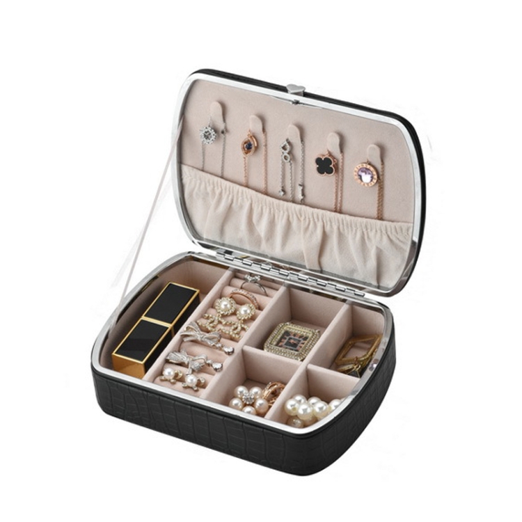 

Portable Large Capacity Ring Necklace Jewelry Storage Box(Black)