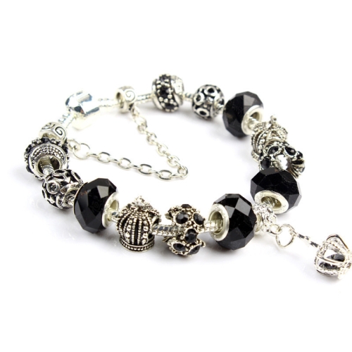 

Ladies Crown Colorful Crystal Beaded Bracelet Handmade Glass Bead Bracelet Length: 18cm(DZ29)
