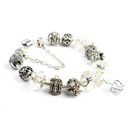 

Ladies Crown Colorful Crystal Beaded Bracelet Handmade Glass Bead Bracelet Length: 18cm(DZ34)