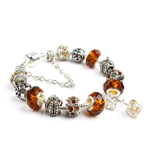 

Ladies Crown Colorful Crystal Beaded Bracelet Handmade Glass Bead Bracelet Length: 18cm(DZ35)