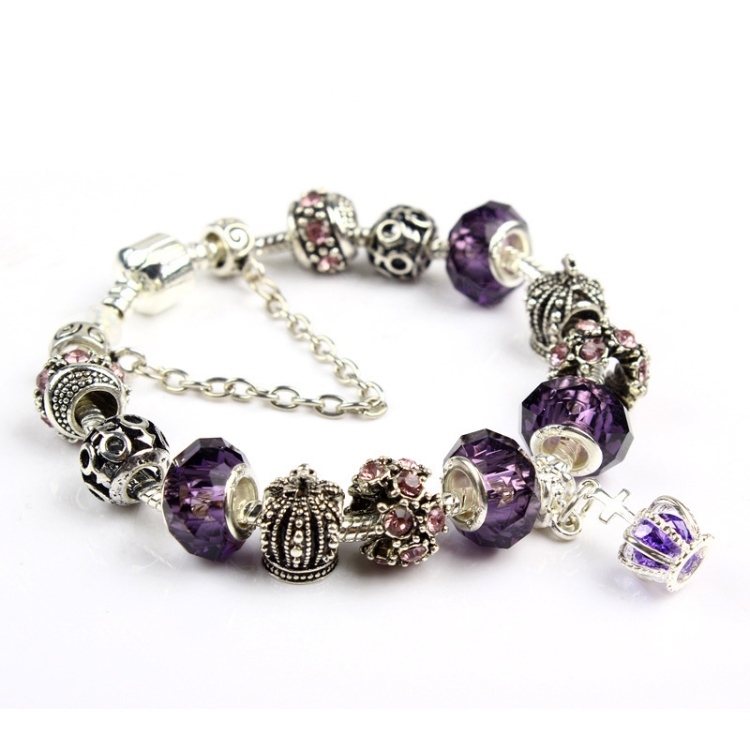 

Ladies Crown Colorful Crystal Beaded Bracelet Handmade Glass Bead Bracelet Length: 19cm(DZ30)