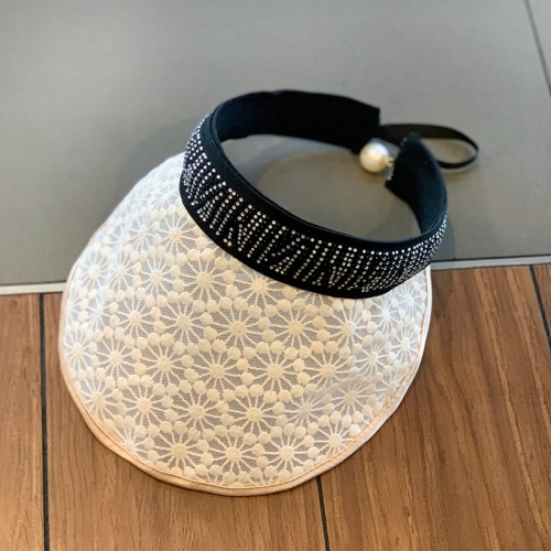 

Summer Flower Pattern Lace Mesh Hollow Sun Hat Empty Top Cap, Size: Free Size(Beige)