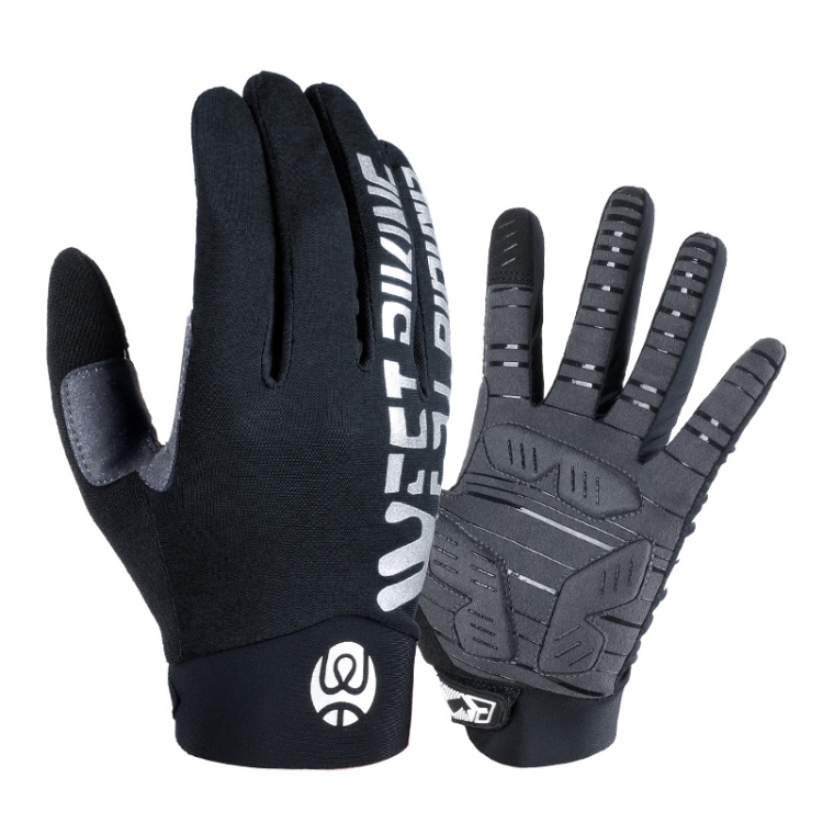 

WEST BIKING YP0211214 Long Finger Shock Absorption Non-Slip Touch Screen Gloves Cycling Sports Gloves, Size: L(Black)