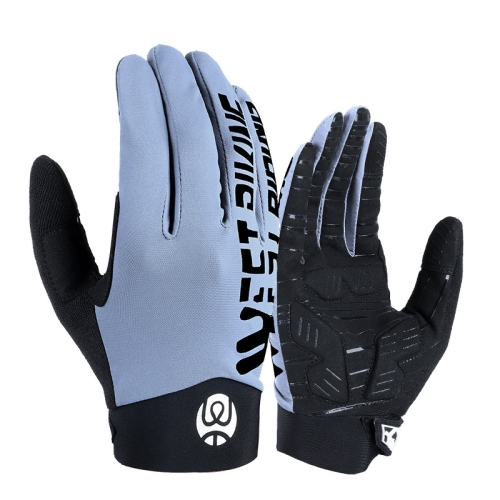 

WEST BIKING YP0211214 Long Finger Shock Absorption Non-Slip Touch Screen Gloves Cycling Sports Gloves, Size: L(Fog Blue)