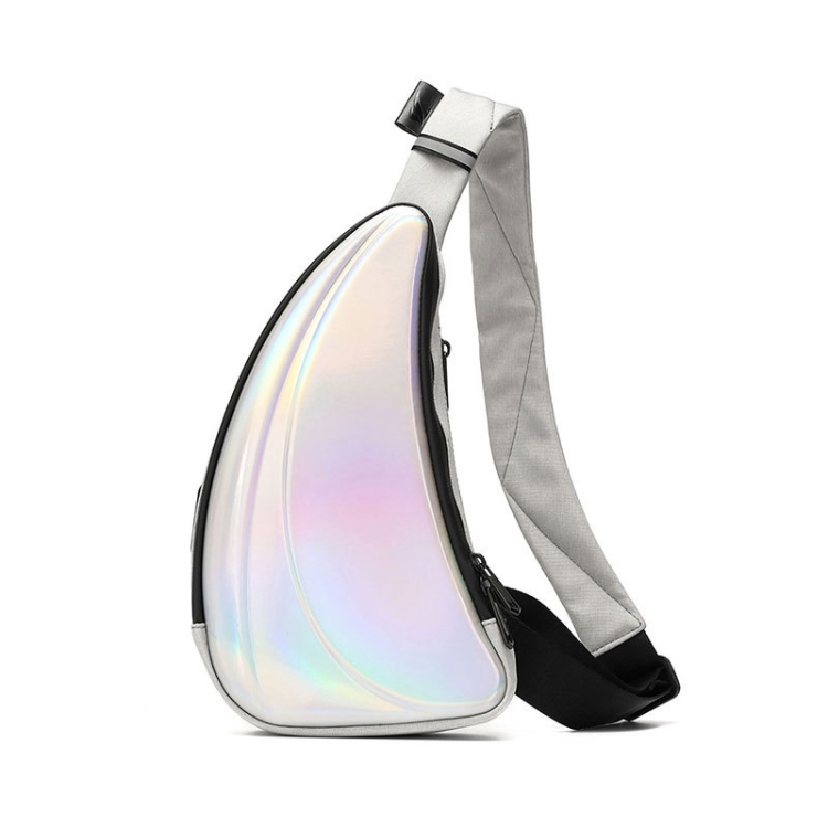 

FLYING TERN Waterproof Hard Shell Chest Bag Messenger Bag Cool Shoulder Bag Crescent Bag with External USB Port(Bright Silver)