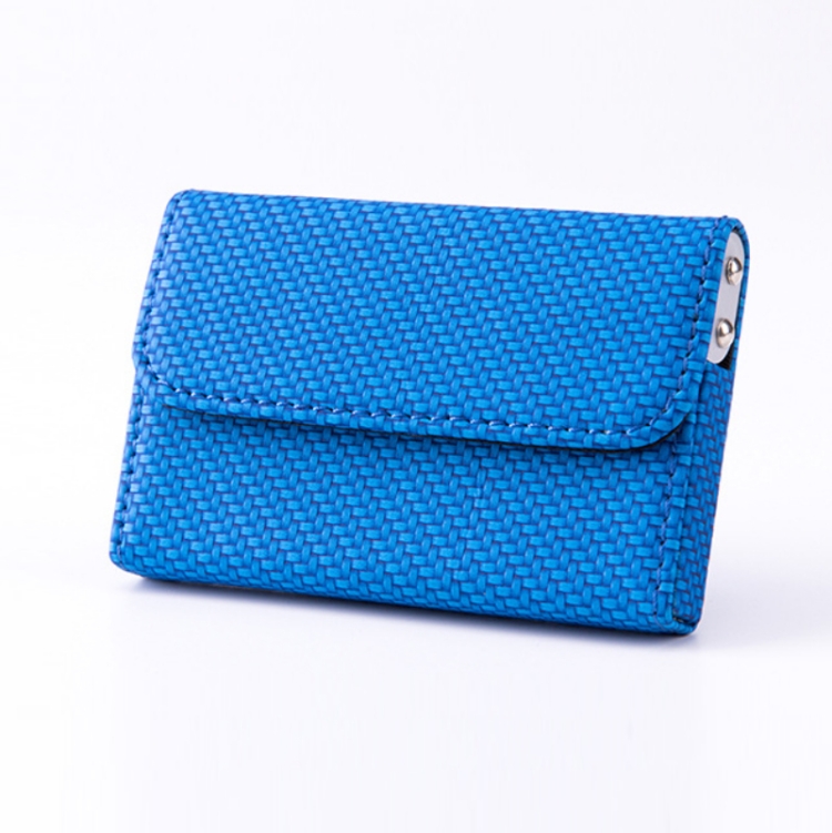 

2 PCS Men Metal Leather Clamshell Business Card Storage Box(Blue)