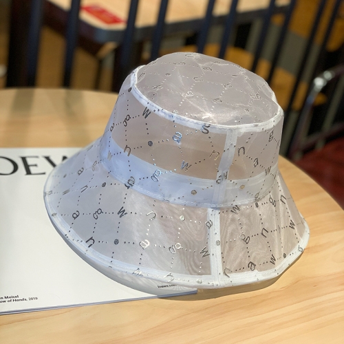

Transparent Letter Net Gauze Hat Summer Breathable Fisherman Hat Sunhat, Size: Free Size(White)
