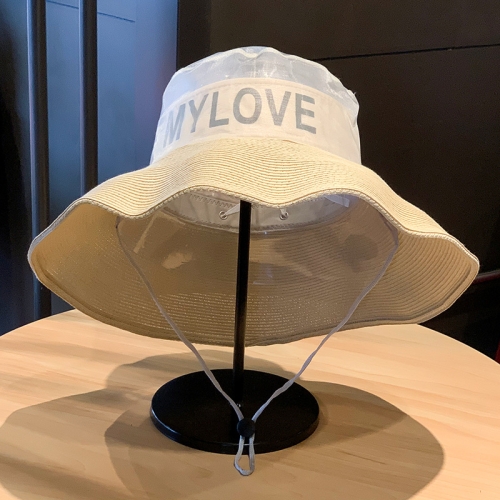 

Transparent Mesh Stitching Breathable Leisure Sun Hat Big Brimmed Hat, Size: Free Size(Beige)