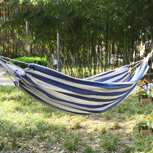 

Thickened Canvas Hammock Outdoor Anti-rollover Portable Swing 190x80cm, Style: Non-stick Blue White