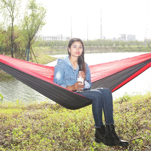 

Outdoor Hammock Nylon Parachute Cloth Travel Camping Swing, Style: 3m x 2m (Black+Red)
