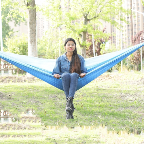 

Outdoor Hammock Nylon Parachute Cloth Travel Camping Swing, Style: 3m x 2m (Sky Blue+Royal Blue)