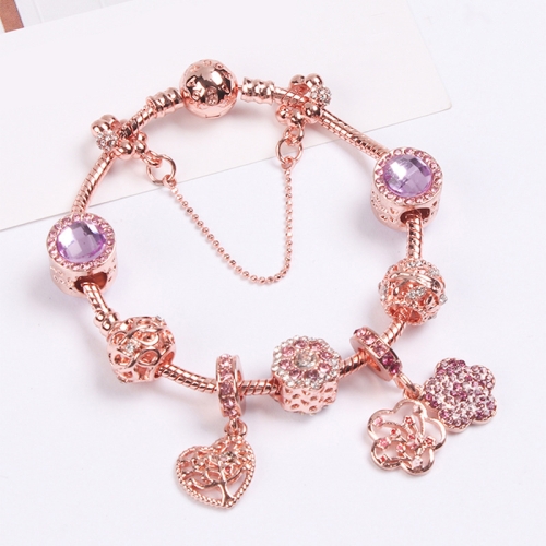 

SL125 19cm Women Rose Gold Beaded Bracelet