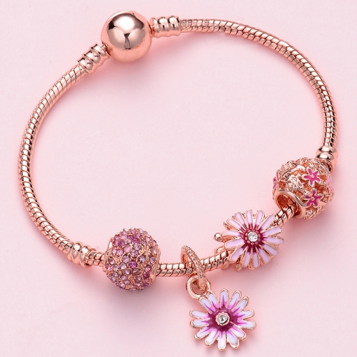 

SL128 18cm Women Rose Gold Beaded Bracelet