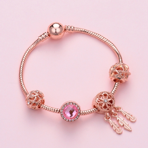 

SL136 19cm Women Rose Gold Beaded Bracelet
