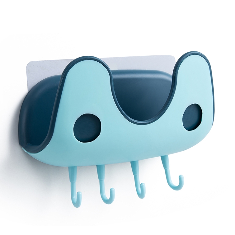 

3 PCS Exhaust Hole Two-Color Pot Cover With Hook Multi-Function Storage Shelf(Blue)