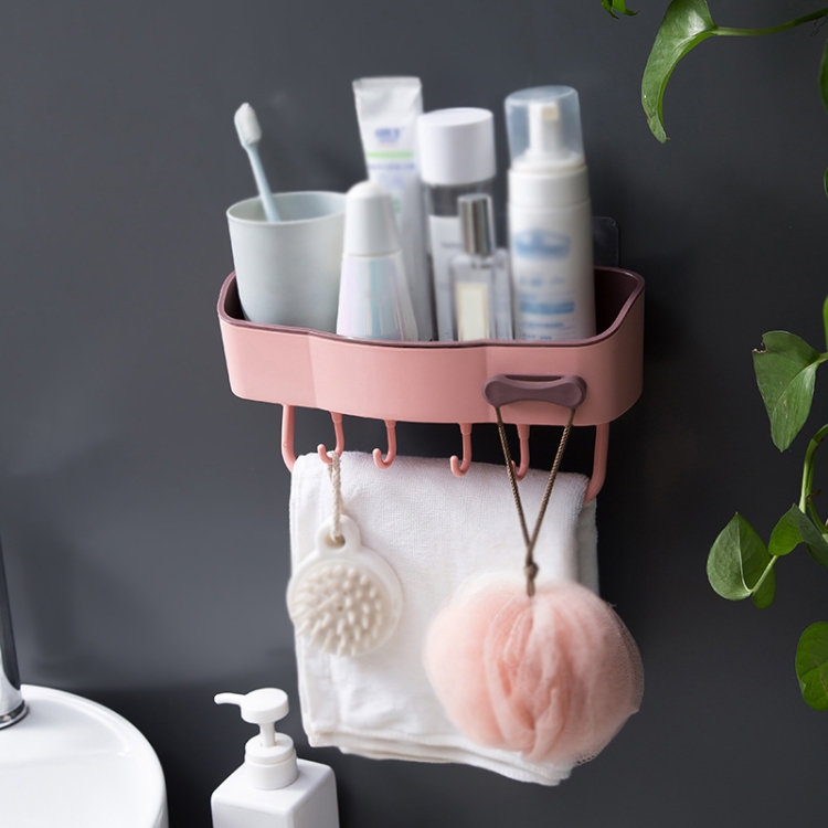 

2 PCS Punch-Free Shelf Bathroom Suction Cup Storage Frame(Pink)