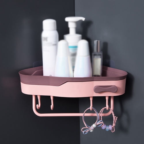 

2 PCS Punch-Free Shaped Triangle Rack Bathroom Corner Shelf(Pink)