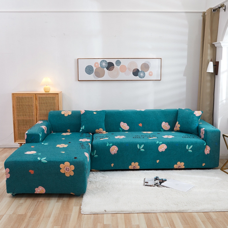 

Lazy Stretch Sll-Inclusive Sofa Cover Universal Sofa Dust Cover, Size: Four People 235-300cm(Dazzle Elegant Flower Green)