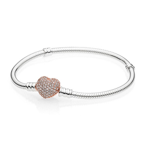 

2 PCS JCL27 Heart Diamond Closing Snake Bone Chain Bracelet Simple Base Chain Bracelet, Length: 19cm(Golden)